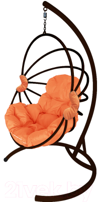 Кресло подвесное M-Group Веер / 11170207 (коричневый/оранжевая подушка)