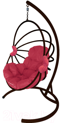 Кресло подвесное M-Group Веер / 11170206 (коричневый/красная подушка)