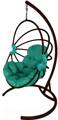 Кресло подвесное M-Group Веер / 11170204 (коричневый/зеленая подушка)