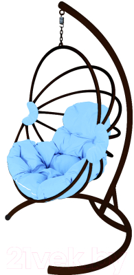 Кресло подвесное M-Group Веер / 11170203 (коричневый/голубая подушка)