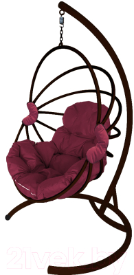 Кресло подвесное M-Group Веер / 11170202 (коричневый/бордовая подушка)