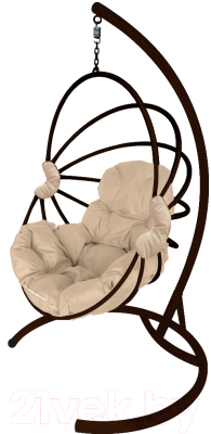 Кресло подвесное M-Group Веер / 11170201 (коричневый/бежевая подушка)