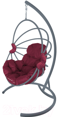 Кресло подвесное M-Group Веер / 11170302 (серый/бордовая подушка)