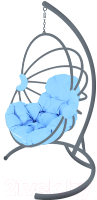 Кресло подвесное M-Group Веер / 11170303 (серый/голубая подушка)