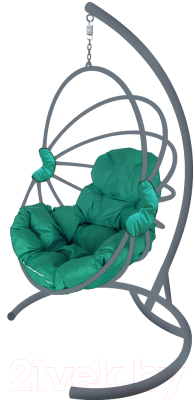 Кресло подвесное M-Group Веер / 11170304 (серый/зеленая подушка)