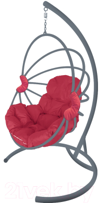 Кресло подвесное M-Group Веер / 11170306 (серый/красная подушка)