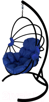 Кресло подвесное M-Group Веер / 11170410 (черный/синяя подушка)