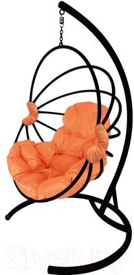 Кресло подвесное M-Group Веер / 11170407 (черный/оранжевая подушка)