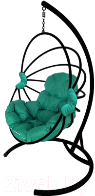Кресло подвесное M-Group Веер / 11170404 (черный/зеленая подушка)