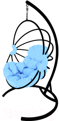 Кресло подвесное M-Group Веер / 11170403 (черный/голубая подушка)