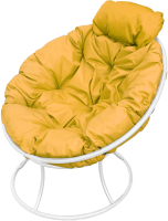 Кресло садовое M-Group Папасан мини / 12060111 (белый/желтая подушка) - 