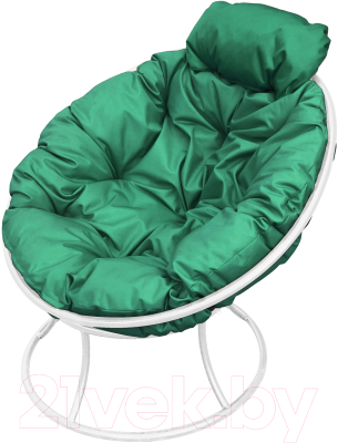 Кресло садовое M-Group Папасан мини / 12060104 (белый/зеленая подушка)