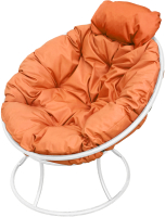 Кресло садовое M-Group Папасан мини / 12060107 (белый/оранжевая подушка) - 