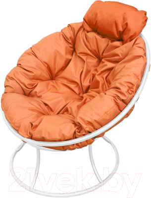 Кресло садовое M-Group Папасан мини / 12060107 (белый/оранжевая подушка)