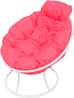 Кресло садовое M-Group Папасан мини / 12060108 (белый/розовая подушка) - 