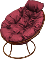 Кресло садовое M-Group Папасан мини / 12060202 (коричневый/бордовая подушка) - 