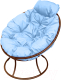 Кресло садовое M-Group Папасан мини / 12060203 (коричневый/голубая подушка) - 