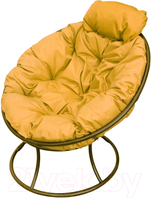 Кресло садовое M-Group Папасан мини / 12060211 (коричневый/желтая подушка)