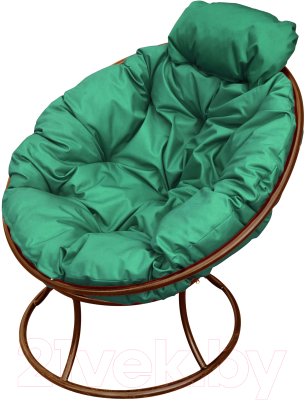 Кресло садовое M-Group Папасан мини / 12060204 (коричневый/зеленая подушка)