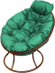 Кресло садовое M-Group Папасан мини / 12060204 (коричневый/зеленая подушка) - 