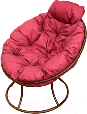 Кресло садовое M-Group Папасан мини / 12060206 (коричневый/красная подушка)