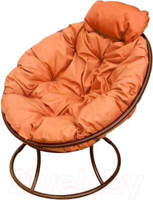 Кресло садовое M-Group Папасан мини / 12060207 (коричневый/оранжевая подушка)