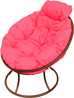 Кресло садовое M-Group Папасан мини / 12060208 (коричневый/розовая подушка) - 