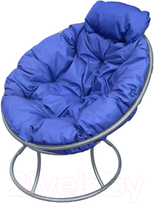Кресло садовое M-Group Папасан мини / 12060310 (серый/синяя подушка)