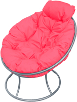 Кресло садовое M-Group Папасан мини / 12060308 (серый/розовая подушка) - 
