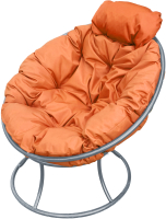 Кресло садовое M-Group Папасан мини / 12060307 (серый/оранжевая подушка) - 