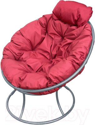 Кресло садовое M-Group Папасан мини / 12060306 (серый/красная подушка)