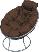 Кресло садовое M-Group Папасан мини / 12060305 (серый/коричневая подушка) - 