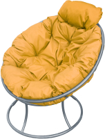 Кресло садовое M-Group Папасан мини / 12060311 (серый/желтая подушка) - 