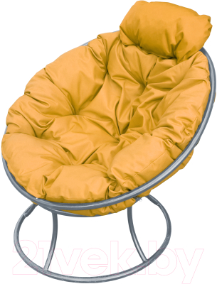 Кресло садовое M-Group Папасан мини / 12060311 (серый/желтая подушка)