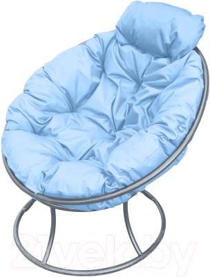 Кресло садовое M-Group Папасан мини / 12060303 (серый/голубая подушка)