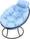 Кресло садовое M-Group Папасан мини / 12060403 (черный/голубая подушка) - 