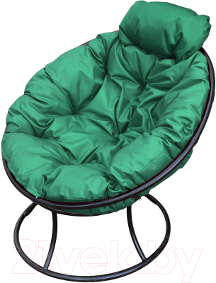 Кресло садовое M-Group Папасан мини / 12060404 (черный/зеленая подушка)
