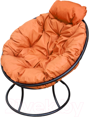 Кресло садовое M-Group Папасан мини / 12060407 (черный/оранжевая подушка)