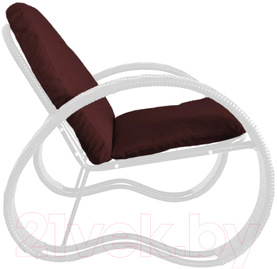 Кресло садовое M-Group Фасоль / 12370102 (белый ротанг/бордовая подушка)