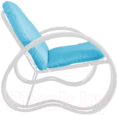 Кресло садовое M-Group Фасоль / 12370103 (белый ротанг/голубая подушка)