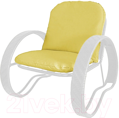 Кресло садовое M-Group Фасоль / 12370111 (белый ротанг/желтая подушка)