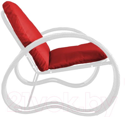 Кресло садовое M-Group Фасоль / 12370106 (белый ротанг/красная подушка)