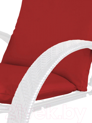Кресло садовое M-Group Фасоль / 12370106 (белый ротанг/красная подушка)