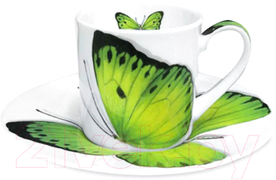 Чашка с блюдцем Taitu Freedom Butterfly 1-891-B (зеленый)