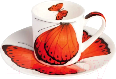 Чашка с блюдцем Taitu Freedom Butterfly 1-891-C (красный)