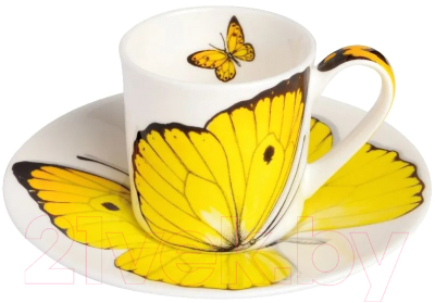 Чашка с блюдцем Taitu Freedom Butterfly 1-891-A (желтый)