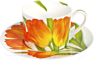 Чашка с блюдцем Taitu Freedom Flower 1-82-D (оранжевый)