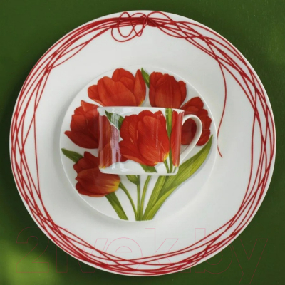 Чашка с блюдцем Taitu Freedom Flower 1-82-C (красный)