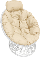 Кресло садовое M-Group Папасан мини / 12070101 (белый ротанг/бежевая подушка) - 