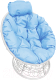Кресло садовое M-Group Папасан мини / 12070103 (белый ротанг/голубая подушка) - 